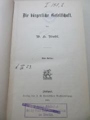 
1 D 325&lt;8&gt;-2 : Die bürgerliche Gesellschaft (1885)