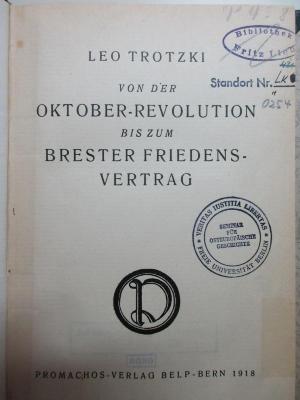 
ZG Lk 0254 : Von der Oktober-Revolution bis zum Brester Friedens-Vertrag (1918)