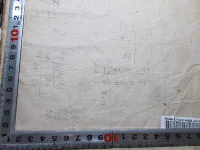 GB M 3198 (ausgesondert): .ספר: מגלה עמוקות (1858);- (unbekannt), Von Hand: Notiz; '[Zahlenkombinationen]'. 