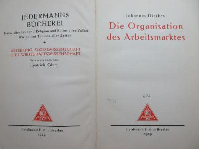 88/80/40719(9) : Die Organisation des Arbeitsmarktes (1929)