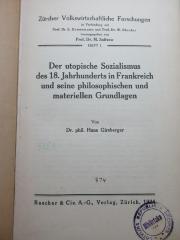 88/80/40861(0) : Der utopische Sozialismus des 18. Jahrhunderts in Frankreich und seine philosophischen und materiellen Grundlagen (1924)