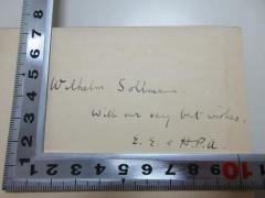 - (Sollmann, Wilhelm;Adams, Henry Pakwood), Von Hand: Name, Widmung; 'Wilhelm Sollmann.
With our very best wishes,
E.E. + H.P.A.'. 