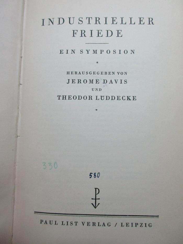 88/80/40642(0) : Industrieller Friede : Ein Symposion (1928)