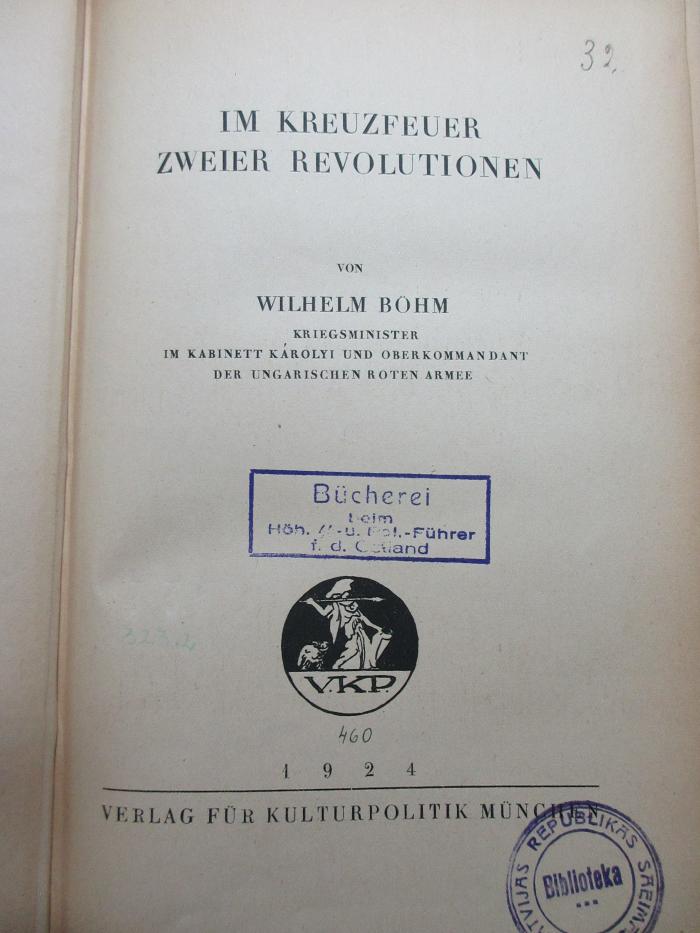 
88/80/40386(0) : Im Kreuzfeuer zweier Revolutionen (1924)