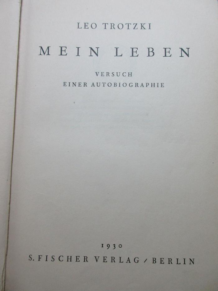 1 D 45 : Mein Leben : Versuch einer Autobiographie (1930)