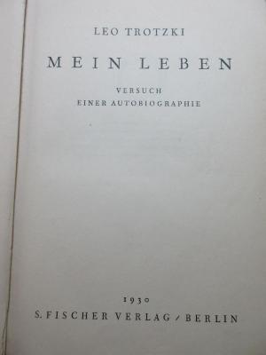 1 D 45 : Mein Leben : Versuch einer Autobiographie (1930)