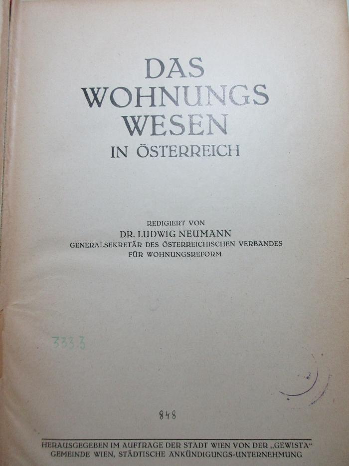 18/80/41299(6) : Das Wohnungswesen in Österreich (1929)