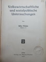 88/80/40644(3) : Volkswirtschaftliche und sozialpolitische Untersuchungen (1927)