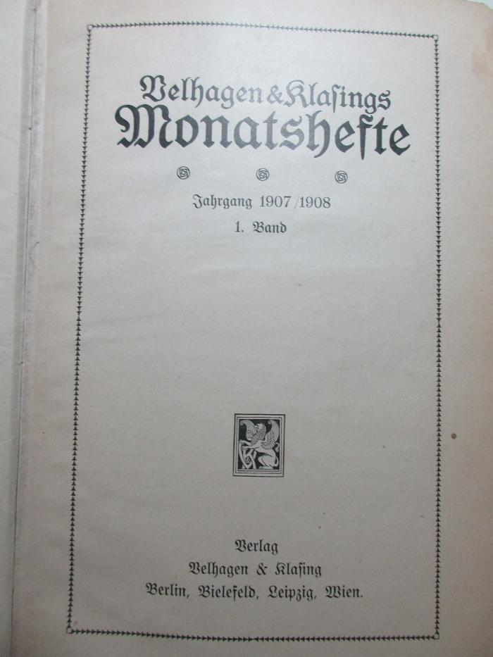 unbekannt : Velhagen &amp; Klasings Monatshefte (1907/1908)