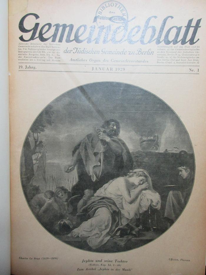 Zd 23/19 : Gemeindeblatt der Jüdischen Gemeinde zu Berlin (1919)