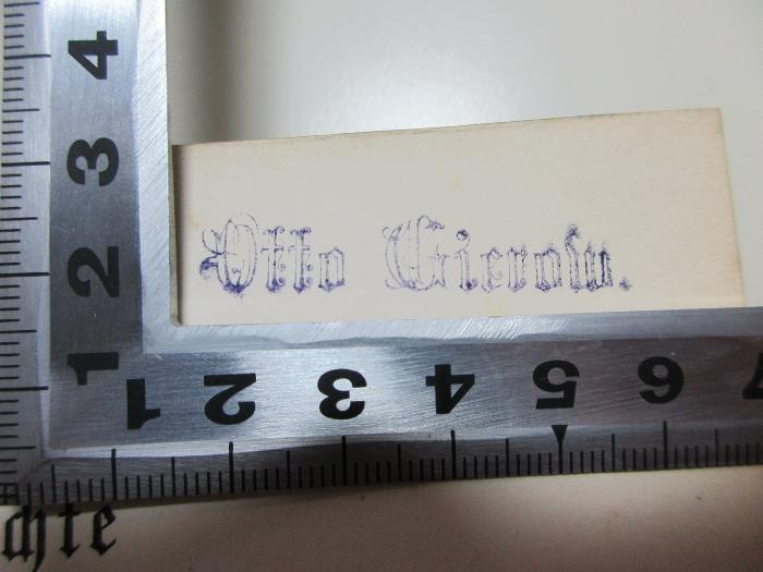 1 E 17&lt;2&gt;-1 : Geschichte des Morgenlandes : nach dem neuesten Stande der orientalischen Geschichtswissenschaft bearbeitet (1882);- (Gierow, Otto), Stempel: Name; 'Otto Gierow[?]'. 