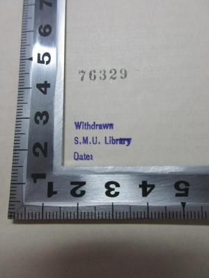 1 E 26-2 : The history of Western civilization (1935);- (Library of Southern Methodist University), Stempel: Name, Datum, Notiz, Nummer; '76329
Withdrawn
S.M.U. Library
Date:'. 