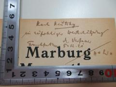 - (Kautsky, Karl;Wendel, Hermann;International Institute of Social History), Von Hand: Name, Ortsangabe, Initiale, Datum, Widmung; 'Karl Kautsky
in aufrichtiger Wertschätzung
d. Verfasser
Frankfurt 5.12.21 H.W.'. 