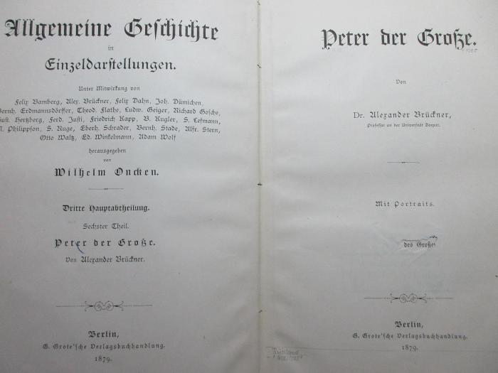 
1 E 35-3,6 : Peter der Große : mit Portraits (1879)