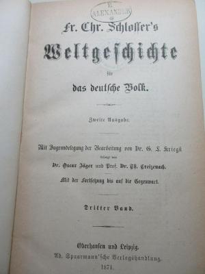 1 E 5&lt;2&gt;-3 : Völker der grieschisch-römischen Zeit (Fortsetzung) (1871)