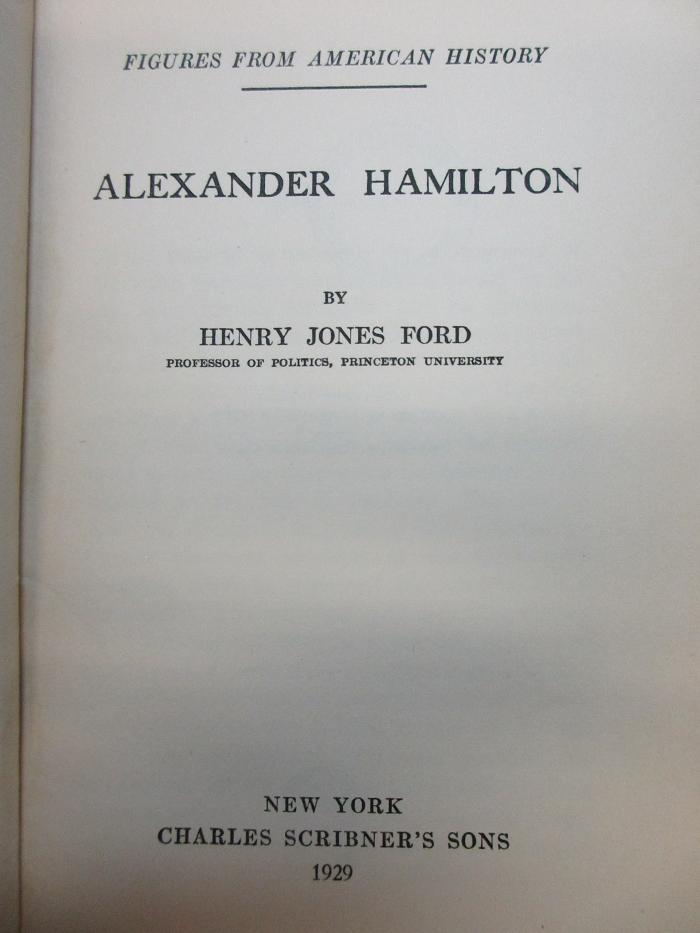 
1 F 139 : Alexander Hamilton (1929)