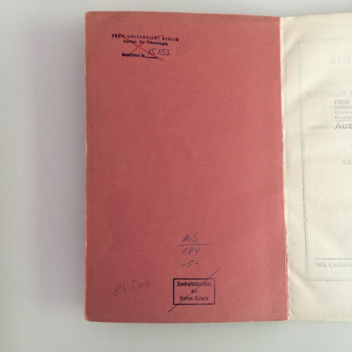 as 184 - 5 : Selbstbiographie und Antrittsrede über das Naturrecht (1927);- (Zentralbibliothek der Hohen Schule), Stempel: Besitzwechsel: ungültig, Name; 'Zentralbibliothek der Hohen Schule '. 