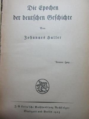 1 F 140<a> : Die Epochen der deutschen Geschichte (1923)</a>