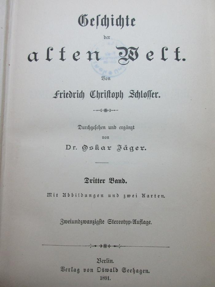 1 E 5&lt;4&gt;-3 : Geschichte der alten Welt (1891)