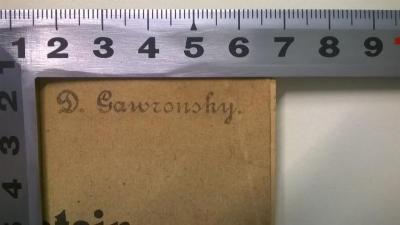 Bg 594 a : Wie ist wissenschaftlicher Sozialismus möglich? (1901);- (Dimitri Gawronsky), Stempel: Name; 'D. Gawronsky.'. 
