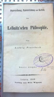 38/80/41555 : Darstellung, Entwicklung und Kritik der Leibnitz'schen Philosophie (1844)