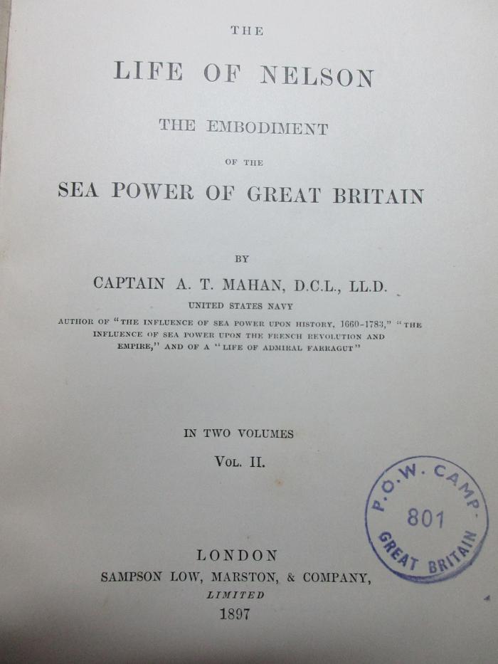 
1 F 254-2 : The life of Nelson, the embodiment of sea power of Great Britain (1897)