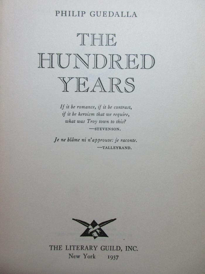 
1 F 260 : The hundred Years (1937)