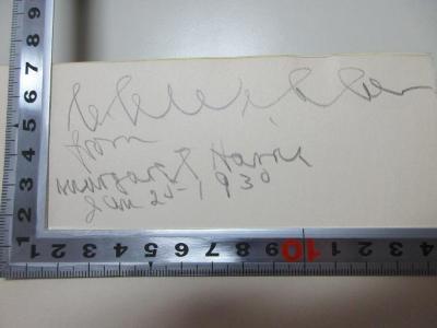 1 F 185 : Daniel Webster (1929);- (Harrie, Margaret), Von Hand: Datum, Widmung; '[?]
from
Margaret Harrie[?]
Jan 25-1930'. 