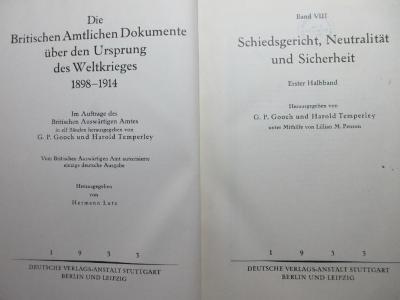 
1 F 274-8,1 : Schiedsgericht, Neutralität und Sicherheit (1933)