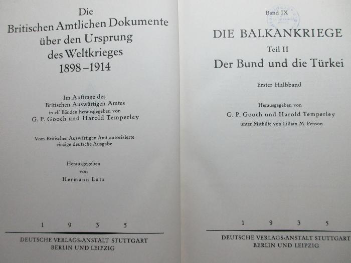 
1 F 274-9,2,1 : Die Balkankriege, 9. Der Bund und die Türkei (1935)