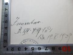 - (Deutsches Konsulat in Brunn), Von Hand: Inventar-/ Zugangsnummer; 'Inventarnr[?].
B. XIV No 1
Br[?]. 19. V. 1939'. 