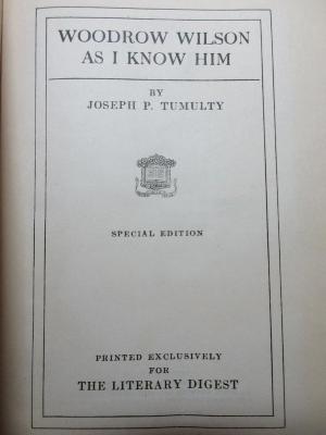 
1 F 285 : Woodrow Wilson as I know him (1921)