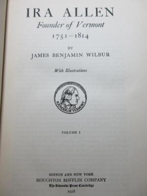 
1 F 298-1 : Ira Allen, founder of Vermont : 1751 - 1814 (1928)