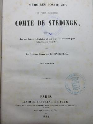 1 F 31-1 : Mémoires posthumes du Feld-Maréchal Comte de Stedingk (1844)