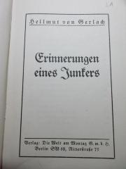 
1 F 354<a> : Erinnerungen eines Junkers (1924)</a>