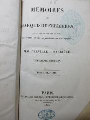 1 F 395&lt;2&gt;-2 : Mémoires du Marquis de Ferrières : avec une notice sur sa vie, des notes et des éclaircissemens historiques (1822)