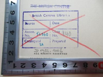 
1 F 334 : German versus Hun (1941);- (British Centre Die Brücke Berlin), Stempel: Name, Nummer; 'The British Centre
British Centres Libraries
Source Date
Access. Class.
No. 51.760 No. 940
Catalogued Prepared
Ih'. 