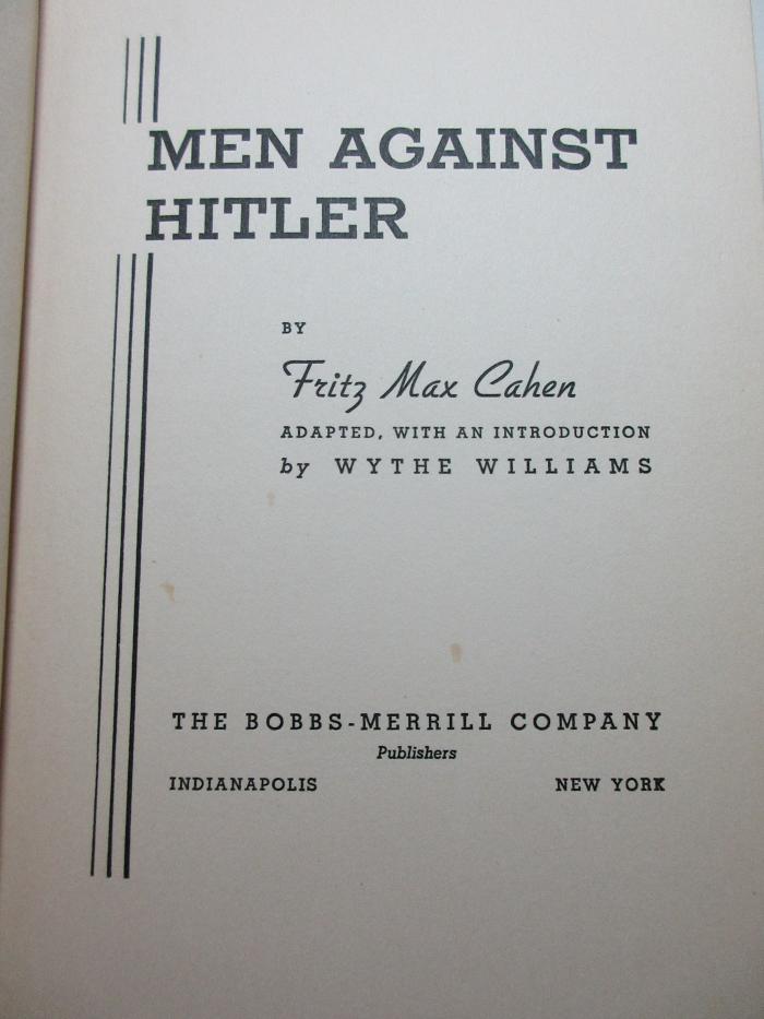 
1 F 338 : Men against Hitler (1939)