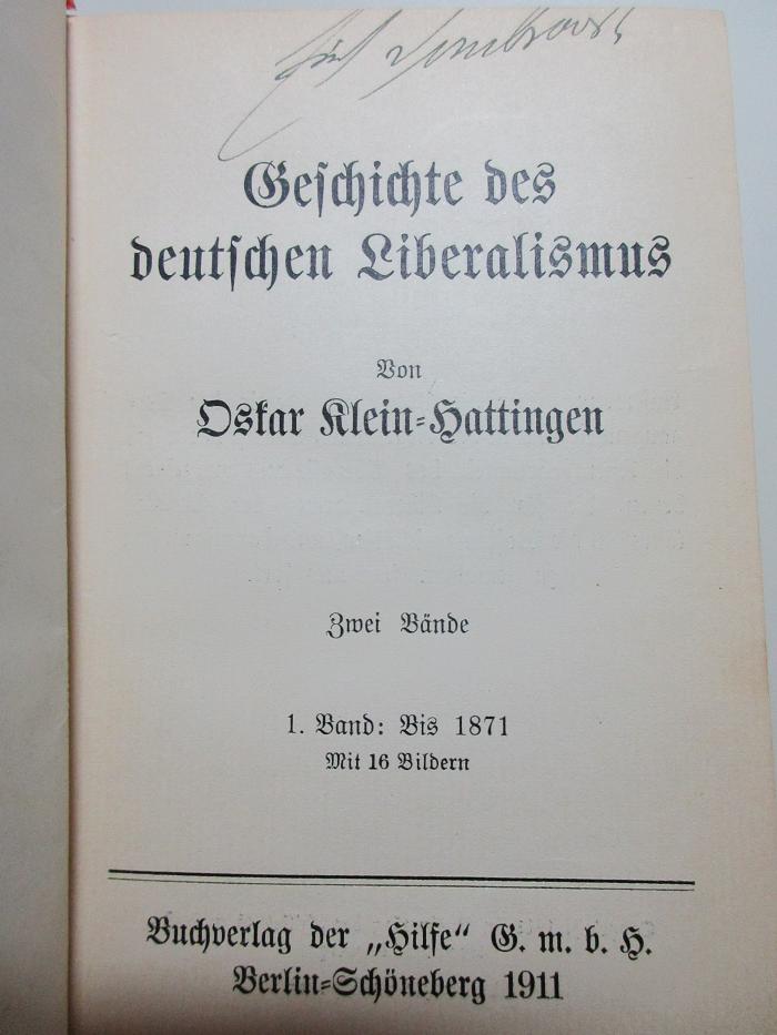 1 F 60<a>-1 : Geschichte des deutschen Liberalismus : bis 1871 (1911)</a>