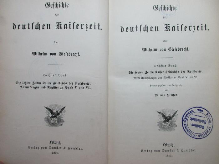 
1 F 97-6 : Die letzten Zeiten Kaiser Friedrichs des Rothbarts : nebst Anmerkungen und Register zu Band 5 und 6 (1895)