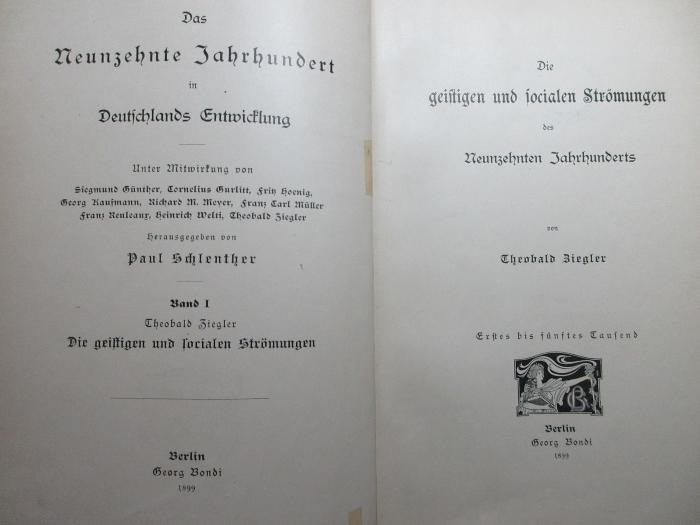 
1 F 76-1 : Die geistigen und socialen Strömungen des neunzehnten Jahrhunderts (1899)