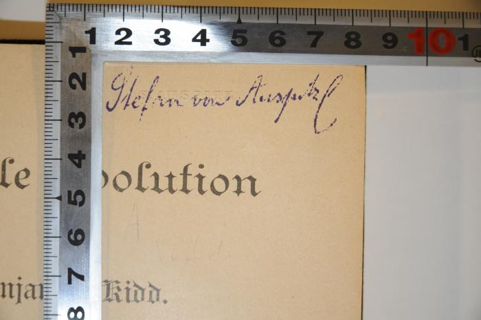 A2/KID 1 : Soziale Evolution (1895);- (Auspitz von Artenegg, Stefan ), Von Hand: Autogramm; 'Stefan von Auspitz'. 