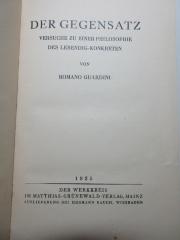 
1 G 167 : Der Gegensatz : Versuche zu einer Philosophie des Lebendig-Konkreten (1925)