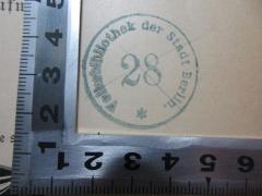 - (VB Tiergarten), Stempel: Name, Ortsangabe, Nummer; 'Volksbibliothek der Stadt Berlin
28'. 