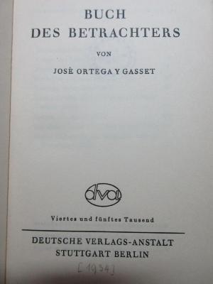 
1 G 233&lt;4&gt; : Buch des Betrachters (1934)
