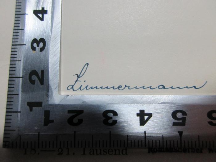 - (Zimmermann, Johannes), Von Hand: Autogramm; 'Zimmermann[?]'. ;1 G 269&lt;5&gt; : Psychologie des Jugendalters (1925)