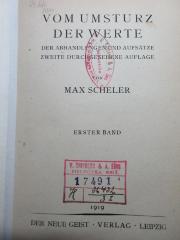 
1 G 216&lt;2&gt;-1/2 : Vom Umsturz der Werte : Abhandlungen und Aufsätze (1919)