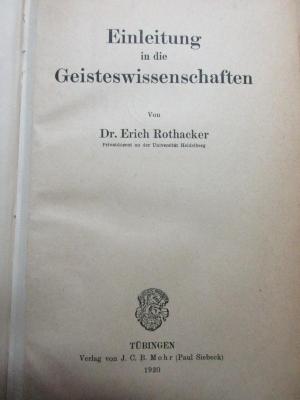 
1 G 222<a> : Einleitung in die Geisteswissenschaften (1920)</a>