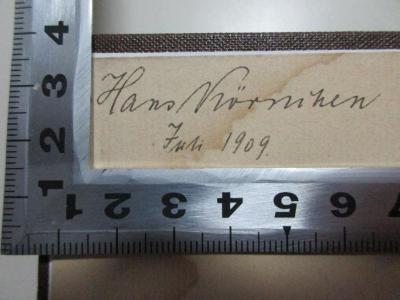 
1 G 277&lt;2&gt; : Immanuel Kant : Die Persönlichkeit als Einführung in das Werk (1909);- (Körnchen, Hans), Von Hand: Autogramm, Datum; 'Hans Körnchen
Juli 1909.'. 