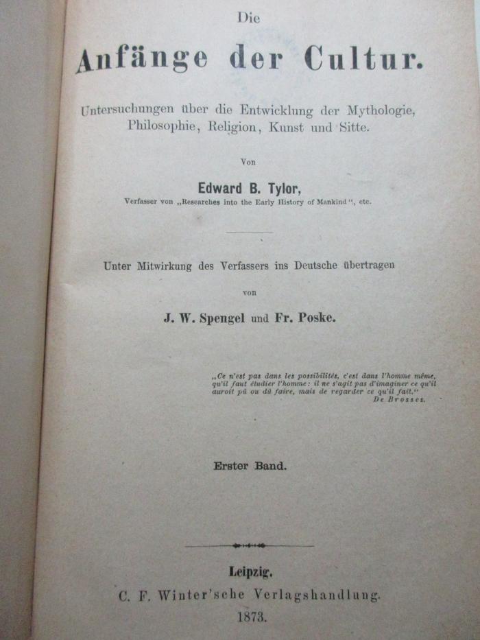 
1 G 293<a>-1/2 : Die Anfänge der Cultur : Untersuchungen über die Entwicklung der Mythologie, Philosophie, Religion, Kunst und Sitte (1873)</a>